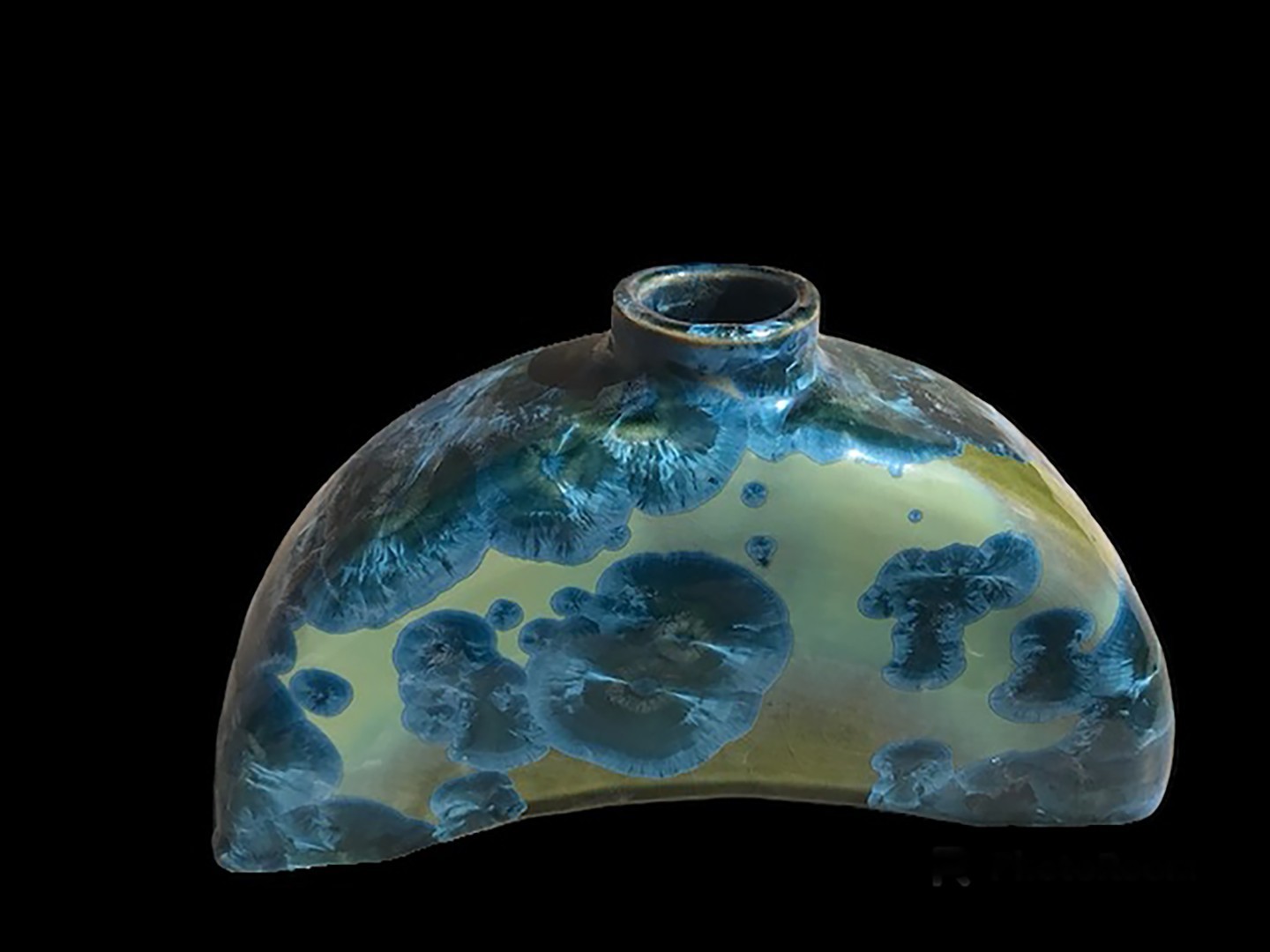 Vase in Gold und Blautönen von Stefan Sluyter